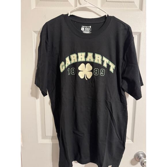 Carhartt St. Patricks Day Shamrock Black Short Sleeve T-Shirt Sz; Medium - Picture 1 of 3